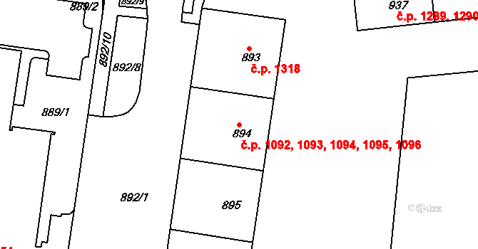 Sokolov 1092,1093,1094,1095, na parcele st. 894 v KÚ Sokolov, Katastrální mapa
