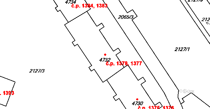 Cheb 1377,1378 na parcele st. 4732 v KÚ Cheb, Katastrální mapa