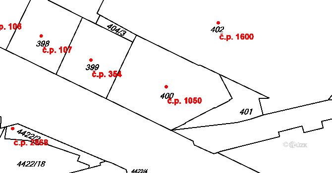 Žižkov 1050, Praha na parcele st. 400 v KÚ Žižkov, Katastrální mapa