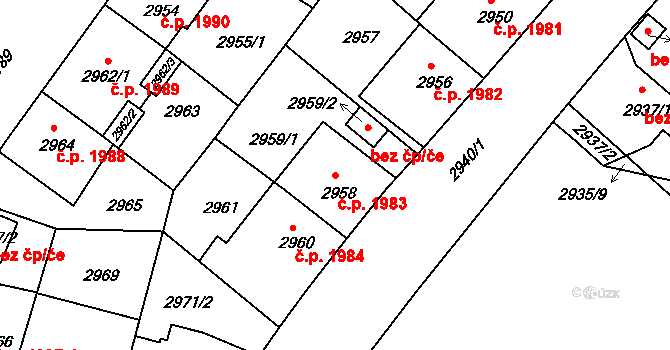 Žižkov 1983, Praha na parcele st. 2958 v KÚ Žižkov, Katastrální mapa