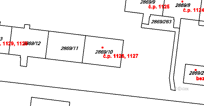 Krč 1126,1127, Praha na parcele st. 2869/10 v KÚ Krč, Katastrální mapa
