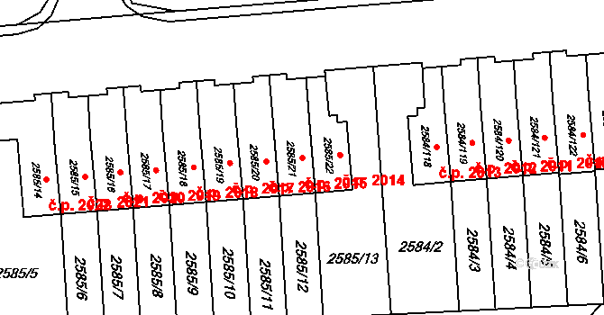 Břevnov 2015, Praha na parcele st. 2585/21 v KÚ Břevnov, Katastrální mapa