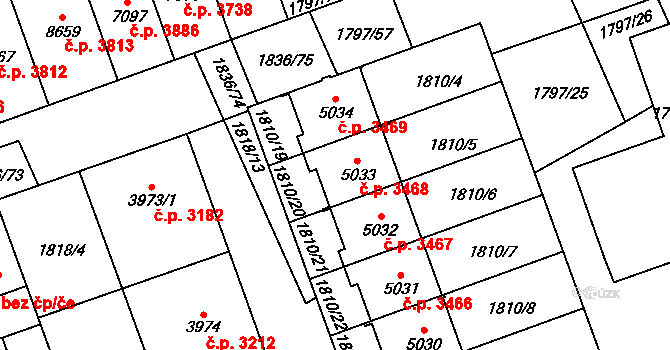 Hodonín 3468 na parcele st. 5033 v KÚ Hodonín, Katastrální mapa