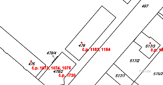 Strážnice 1183,1184 na parcele st. 479 v KÚ Strážnice na Moravě, Katastrální mapa