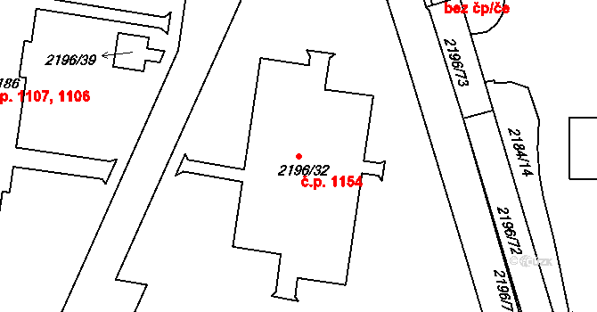 České Budějovice 2 1154, České Budějovice na parcele st. 2196/32 v KÚ České Budějovice 2, Katastrální mapa
