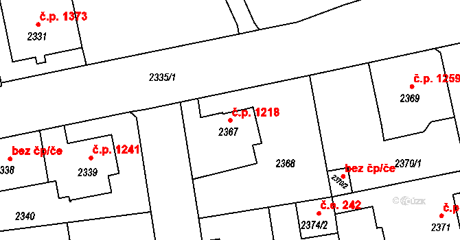 Rumburk 1 1218, Rumburk na parcele st. 2367 v KÚ Rumburk, Katastrální mapa