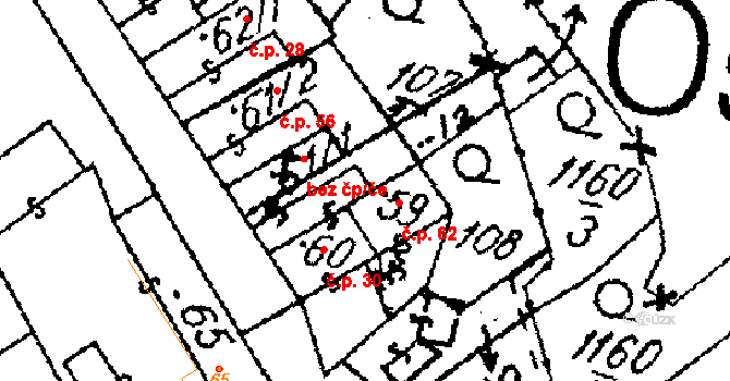Končice 62, Žiželice na parcele st. 59 v KÚ Končice, Katastrální mapa