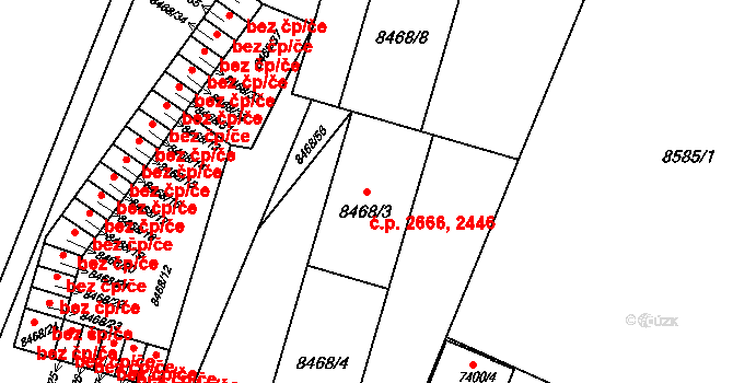Jižní Předměstí 2446,2666, Plzeň na parcele st. 8468/3 v KÚ Plzeň, Katastrální mapa
