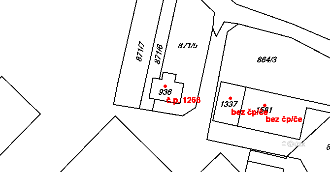 Třebechovice pod Orebem 1266 na parcele st. 936 v KÚ Třebechovice pod Orebem, Katastrální mapa