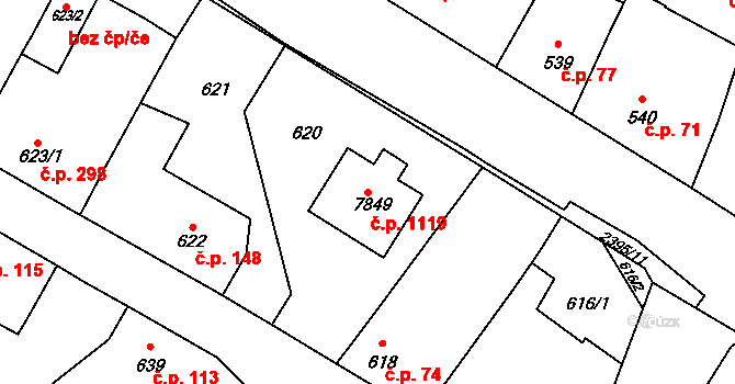 Holice 1119 na parcele st. 7849 v KÚ Holice v Čechách, Katastrální mapa