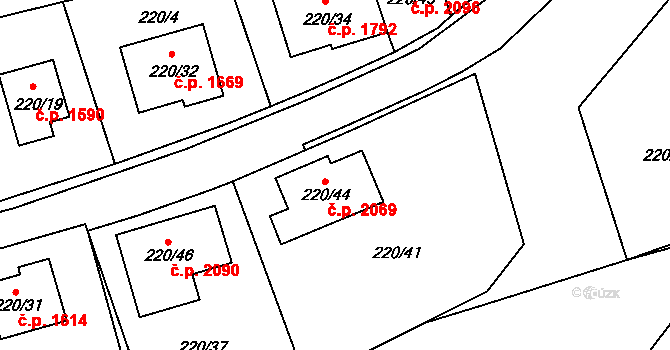 Tachov 2069 na parcele st. 220/44 v KÚ Tachov, Katastrální mapa