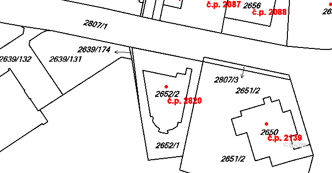 Žižkov 2820, Praha na parcele st. 2652/2 v KÚ Žižkov, Katastrální mapa