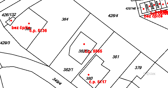 Třebovice 5565, Ostrava na parcele st. 382/2 v KÚ Třebovice ve Slezsku, Katastrální mapa