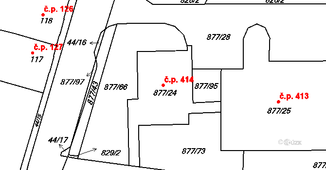 Děčín XXXII-Boletice nad Labem 414, Děčín na parcele st. 877/24 v KÚ Boletice nad Labem, Katastrální mapa