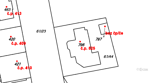 Litol 525, Lysá nad Labem na parcele st. 796 v KÚ Litol, Katastrální mapa