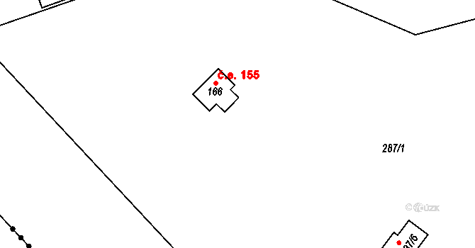 Rounek 155, Vyskytná nad Jihlavou na parcele st. 166 v KÚ Rounek, Katastrální mapa