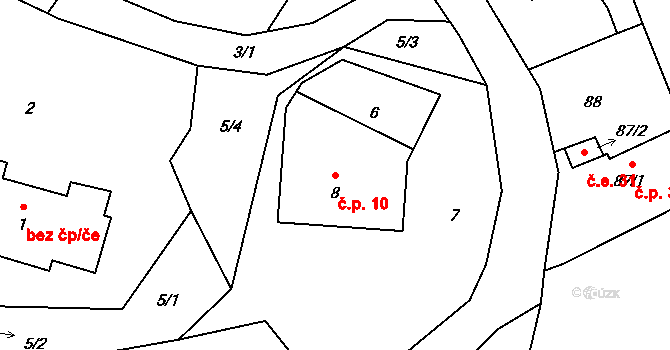 Proboštov 10, Malečov na parcele st. 8 v KÚ Proboštov u Tašova, Katastrální mapa