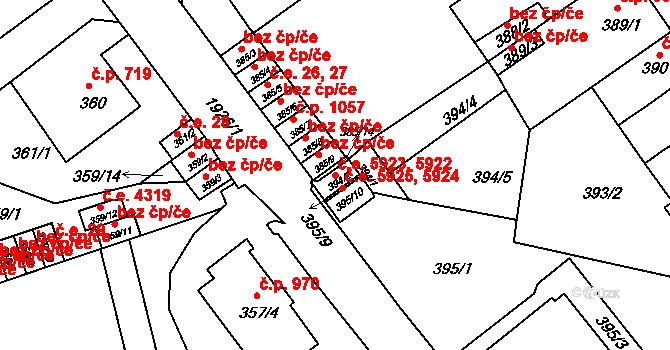 Klíše 5922,5923, Ústí nad Labem na parcele st. 394/2 v KÚ Klíše, Katastrální mapa