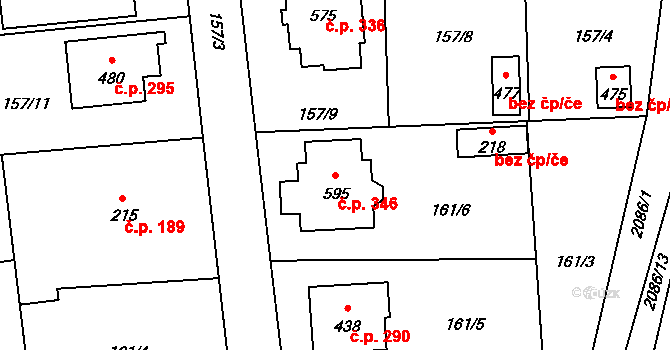 Čechtice 346 na parcele st. 595 v KÚ Čechtice, Katastrální mapa