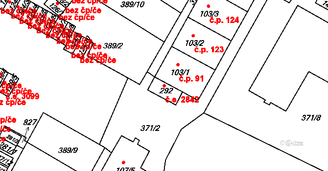 Čepirohy 2842, Most na parcele st. 292 v KÚ Čepirohy, Katastrální mapa