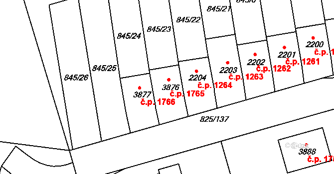 Humpolec 1765 na parcele st. 3876 v KÚ Humpolec, Katastrální mapa