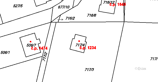 Příbor 1234 na parcele st. 717/4 v KÚ Klokočov u Příbora, Katastrální mapa