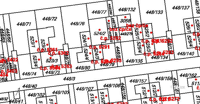 Otrokovice 5293 na parcele st. 524/3 v KÚ Otrokovice, Katastrální mapa