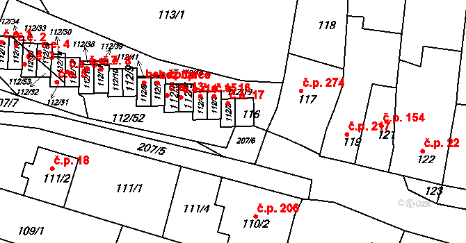 Vícemilice 17, Bučovice na parcele st. 112/2 v KÚ Vícemilice, Katastrální mapa