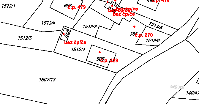 Bystřice 429 na parcele st. 585 v KÚ Bystřice u Benešova, Katastrální mapa