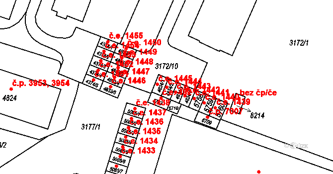 Zlín 1444 na parcele st. 4834/2 v KÚ Zlín, Katastrální mapa