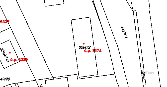 Martinov 3174, Ostrava na parcele st. 3286/2 v KÚ Martinov ve Slezsku, Katastrální mapa