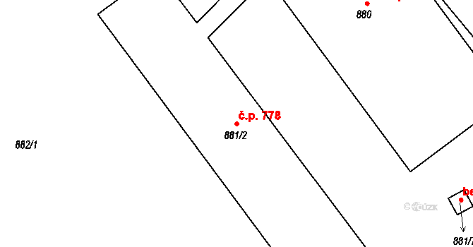 Lovosice 778 na parcele st. 881/2 v KÚ Lovosice, Katastrální mapa