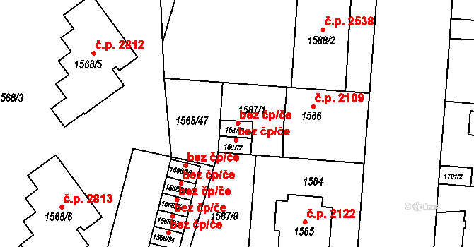 Teplice 39140571 na parcele st. 1587/3 v KÚ Teplice, Katastrální mapa