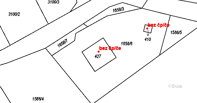 Hrádek nad Nisou 40826571 na parcele st. 427 v KÚ Václavice u Hrádku nad Nisou, Katastrální mapa