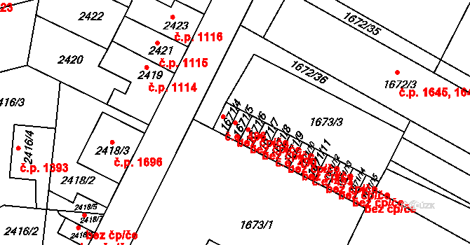 Roudnice nad Labem 41129571 na parcele st. 1671/5 v KÚ Roudnice nad Labem, Katastrální mapa