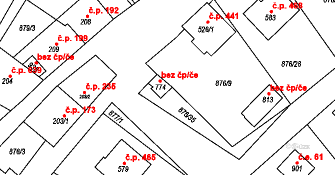 Hýskov 41216571 na parcele st. 774 v KÚ Hýskov, Katastrální mapa