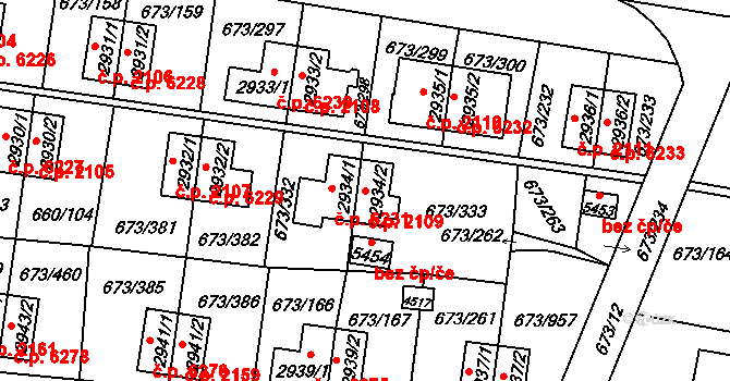 Zlín 2109 na parcele st. 2934/2 v KÚ Zlín, Katastrální mapa