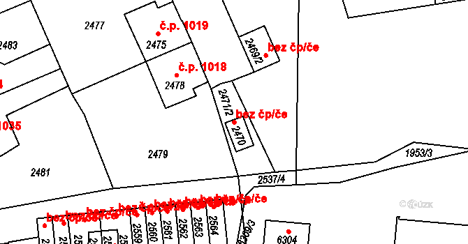 Kladno 42058571 na parcele st. 2470 v KÚ Kročehlavy, Katastrální mapa