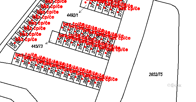 Rokycany 42136571 na parcele st. 3765 v KÚ Rokycany, Katastrální mapa