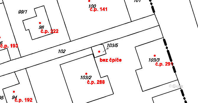 Jihlava 42504571 na parcele st. 103/5 v KÚ Antonínův Důl, Katastrální mapa