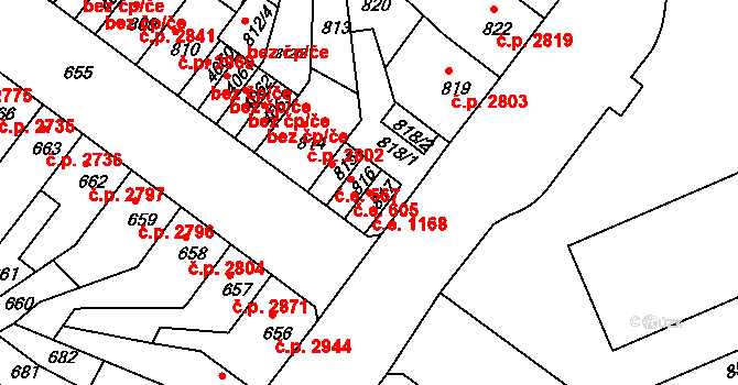 Chomutov 43033571 na parcele st. 817 v KÚ Chomutov II, Katastrální mapa