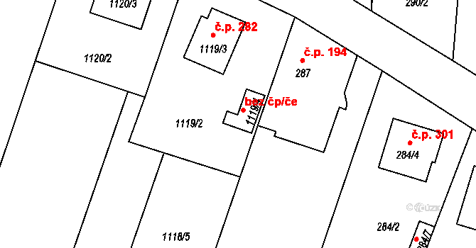 Oldřišov 43780571 na parcele st. 1119/4 v KÚ Oldřišov, Katastrální mapa
