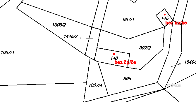 Petrovice II 43994571 na parcele st. 146 v KÚ Staré Nespeřice, Katastrální mapa