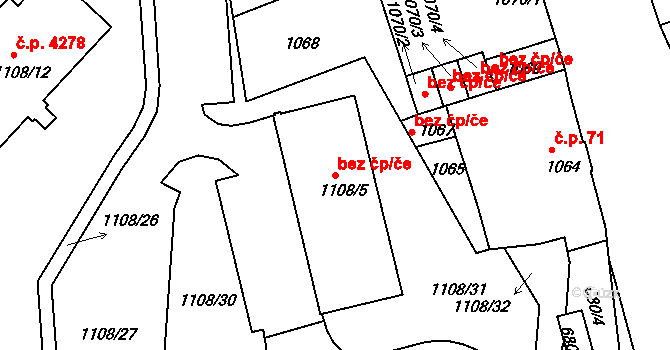 Jablonec nad Nisou 44202571 na parcele st. 1108/5 v KÚ Mšeno nad Nisou, Katastrální mapa