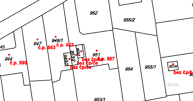 Kylešovice 587, Opava na parcele st. 951 v KÚ Kylešovice, Katastrální mapa