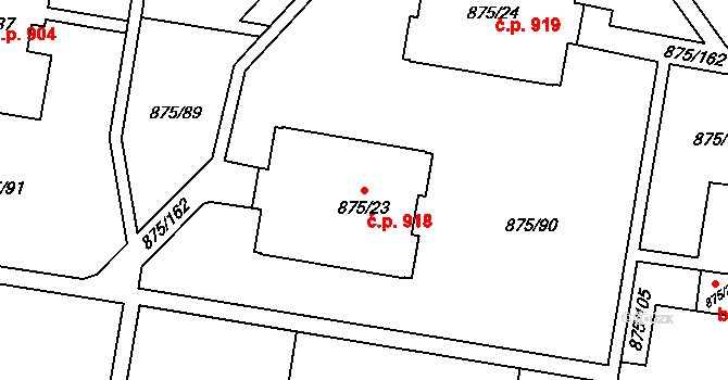 Kylešovice 918, Opava na parcele st. 875/23 v KÚ Kylešovice, Katastrální mapa