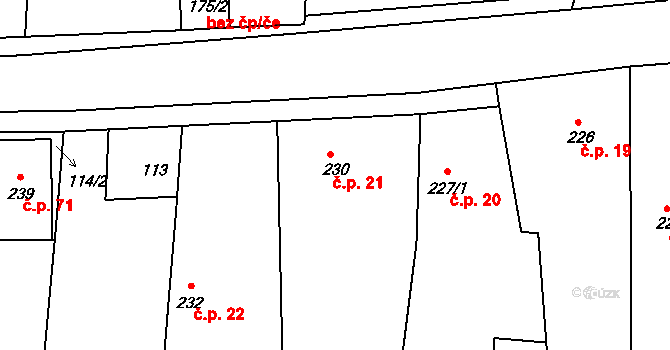 Brumovice 21 na parcele st. 230 v KÚ Brumovice u Opavy, Katastrální mapa