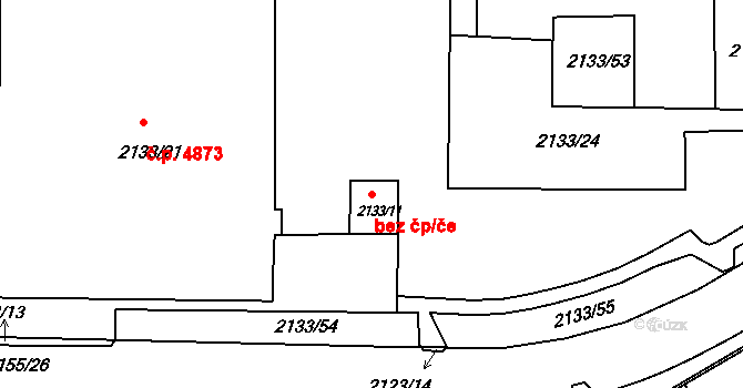 Chomutov 45035571 na parcele st. 2133/11 v KÚ Chomutov II, Katastrální mapa