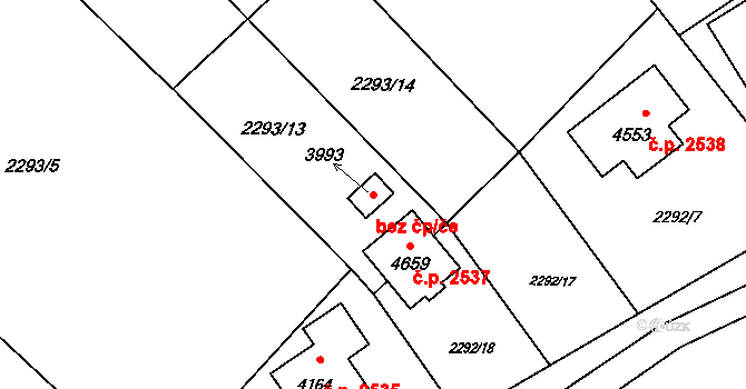 Rožnov pod Radhoštěm 45681571 na parcele st. 3993 v KÚ Rožnov pod Radhoštěm, Katastrální mapa