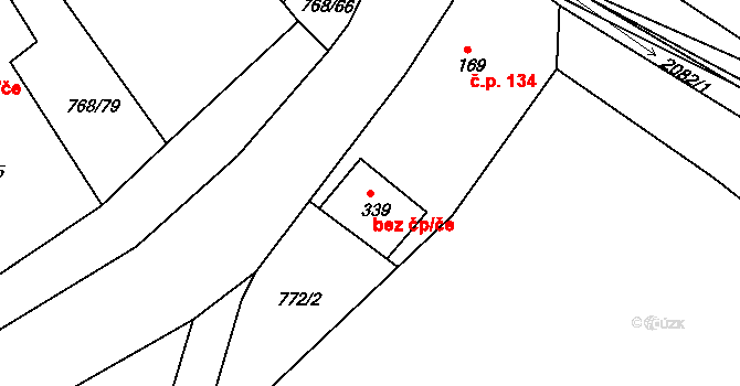 Merklín 46207571 na parcele st. 339 v KÚ Merklín u Přeštic, Katastrální mapa